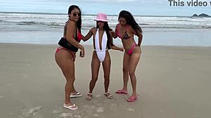 Ted's ride guarantees women in foursome action with Maya, Bia, Candy.