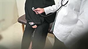 Doctor checks hijab lady's boobs