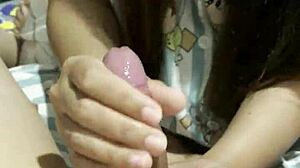 Wow, Asian Girl Gives Boyfriend Amazing Handjob!