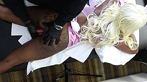 She moans loudly with dildo in office