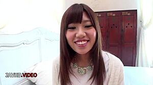 Teasing teen Chisa Hoshino gets hardcore fingering, then fucked in her shaved pussy