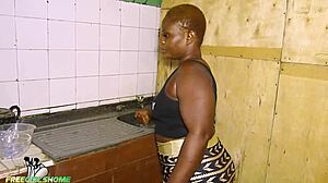 Irie fucks his wife in the kitchen while she washes plates