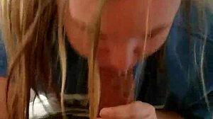 blonde sucks hung stud till he explodes