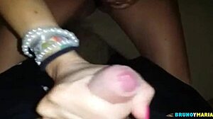 Filling the mature woman's large pussy with semen