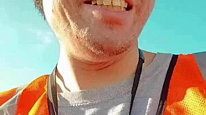 Amateur walks around during work in public