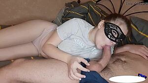 minx passionately sucks cock and gets hot cum in mouth