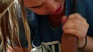 blonde sucks hung stud till he explodes