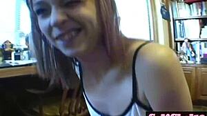 Watch this teen tug cock and ride sybian!