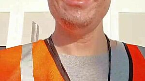 Amateur walks around during work in public