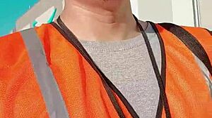 Amateur walks around during work in public