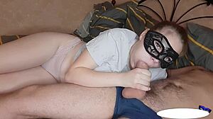 minx passionately sucks cock and gets hot cum in mouth