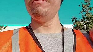 Amateur walks around during work in public