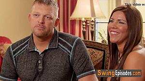 Hot swinger pool party turns into softcore orgy in red room