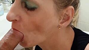 German MILF Sandra BLOWJOB and SPERM SWALLOW