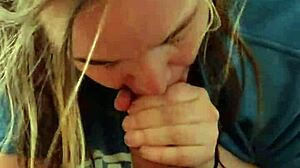 blonde sucks hung stud till he explodes