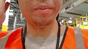 Amateur walks around during work in public