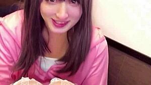 Crossdressing shemale masturbates with drain net on crotch while streaming