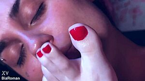 Pretty Toes Sucked by Brunette Latina in Deepthroat Session