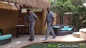 Old Cuckold Watches Hotwife Get Facialized by Big Cock