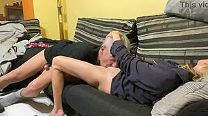 I had passionate sex with my little 18+ blonde at home, feeling every emotion.