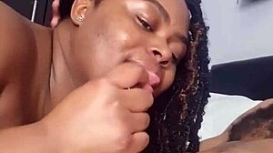 babe drops to knees slurping massive cock till hot cum explodes