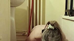 humiliated female slave eats from bowl