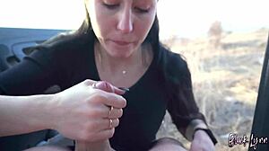 Black Lynn Sucks Cock In A Car At Sunset?