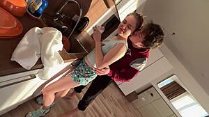 Step-siblings rehearse taboo sex scene