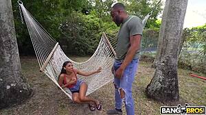 Stepdaughter Eden West Lures Stepdad Jovan to Living Room Fuck