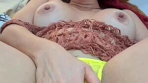 sexy colombian redhead fingers pussy to squirting orgasm solo pov masturbation snapchat viral heat