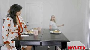 Early Morning Mylfex Curvy Blonde Milf Mommy Cheats Rough on Big Natural Tits Breakfast