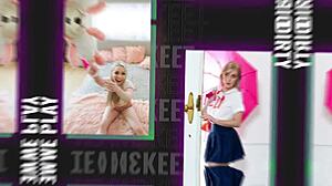 shaved teen brunette begs stepdaddy for monster cock taste in cowgirl doggystyle ride