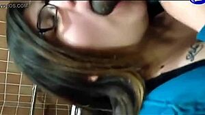 Chubby amateur nerd gobbles huge big black monster cock deep in oral blowjob frenzy