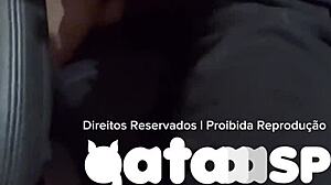 Brazilian wife cheats cuckold style fucking old friend doggystyle bent over in car while husband drives