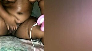 naughty christmas eve brazilian wife can't wait for husband masturbates wildly with vibrator massage toy