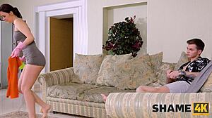 russian maid cougar dusts young teen's cock with bent over doggystyle pounding shame