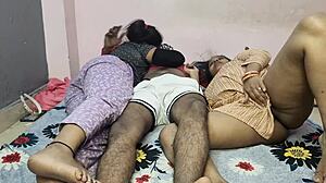 Servant licks milf maa pussy sucks beti asshole then fucks both in homemade indian ffm creampie orgy