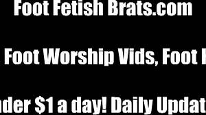 ebony femdom goddess licks toes while he masturbates to her hot feet