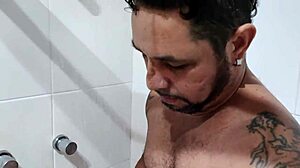 damn pornstar brasil here brazilian bear's huge cock explodes cum in shower