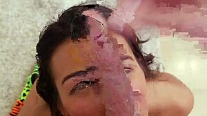 tiny latina teen 18+ sucks cock pov cumshot facial