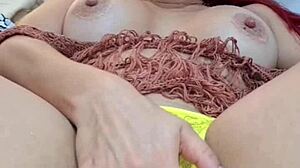 sexy colombian redhead fingers pussy to squirting orgasm solo pov masturbation snapchat viral heat