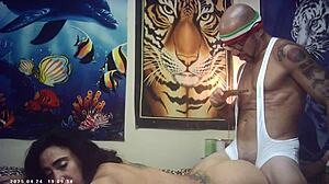 Skinny glasses model, feel this italian machine pound your shaved pussy backstage?