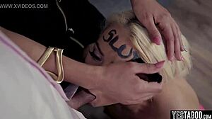 Tag along blondes and brunettes get roughed up in wild group fuck frenzy