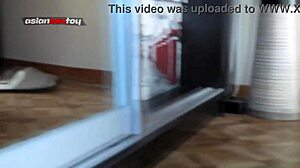 Naughty Asian Teen In Fishnets Uniform Masturbates Shaved Pussy For Cosplay Party