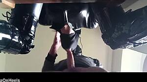 chairtied hooded gagged milf sucks until deep cum swallow