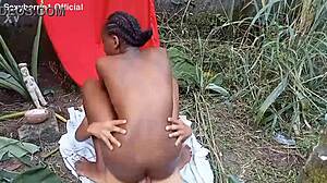 Fucking hairy ebony housewife doggystyle in bush! 🍑🔥