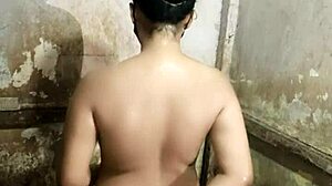 Hairy housewife mandi rubs big tits beaver in steamy bathroom colmek!