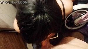 tranny slut from poland gives free basement blowjob