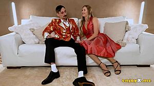 Blonde deepthroats shaved pussy licked fucked in HD depravity