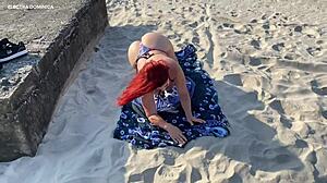 Sexy Brazilian latina prostitute blows and fucks POV on public beach